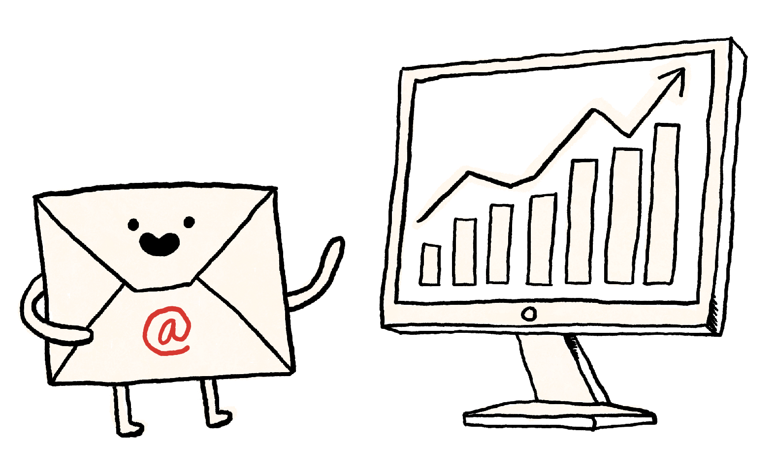 A cartoon envelope pointing to a chart